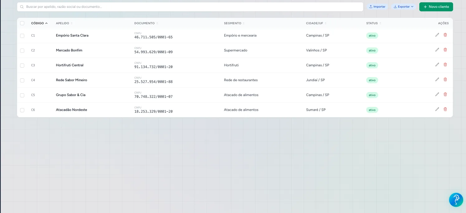 Cadastro de clientes e fornecedores na Cashtrack